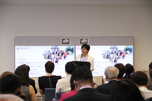 Huang Huijuan, deputy director of Public Communication Department of China Women's Development Foundation, speaks at the 2017 Empowering Women and Sustainable Development Summit at the United Nations in New York on Monday. (Photo by Hong Xiao/China Daily)