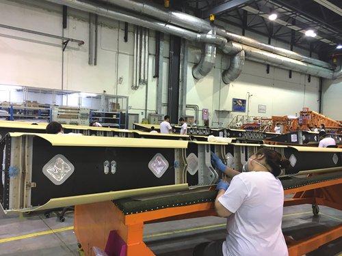 An employee works on the A320 rudder assembly line of the Harbin Hafei Airbus Composite Manufacturing Centre in Harbin, Northeast China's Heilongjiang Province on Tuesday. (Photo: Tu Lei/GT)