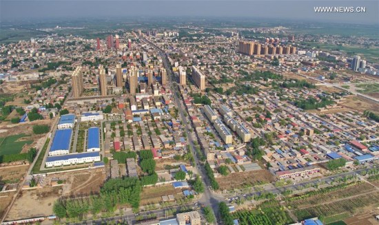 Photo taken on April 24, 2017 shows the scenery of the county seat of Rongcheng, north China's Hebei Province. (Xinhua/Mou Yu)