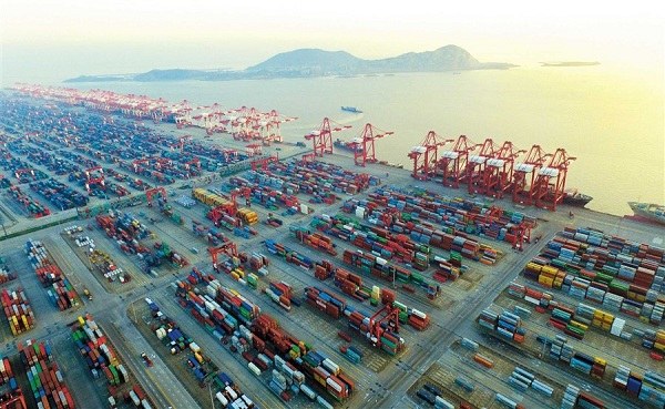 Containers line up at the busy China (Shanghai) Free Trade Zone in Lingang. Shanghai Customs has beefed up measures to better protect the intellectual property assets for local enterprises. (Zhang Suoqing)