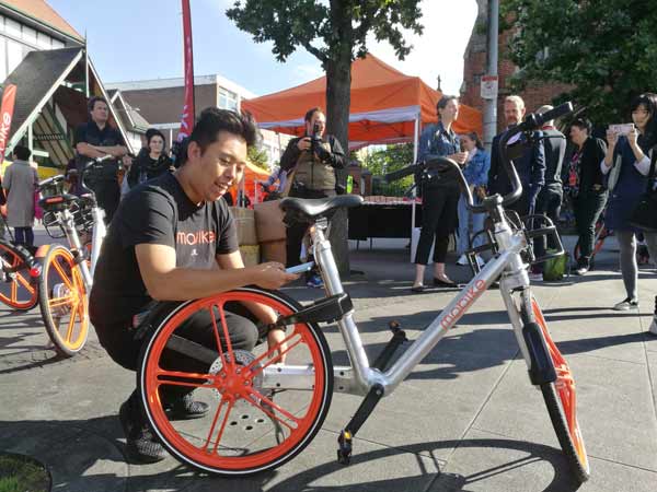 Chinese bike share firm Mobike launches in London on Sept 12, (Photo/chinadaily.com.cn)