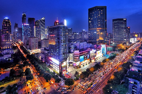 Nightview of Tianhe district in Guangzhou, Guangdong province.(Photo provided to chinadaily.com.cn)