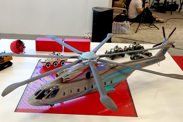 Model of the heavy-lift helicopter to be jointly developed by China and Russia. (Photo provided to China Daily)