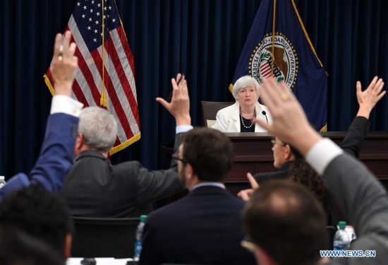 U.S. Federal Reserve Chair Janet Yellen attends a news conference in Washington D.C., capital of the United States, on Sept. 20, 2017. (Xinhua/Yin Bogu)