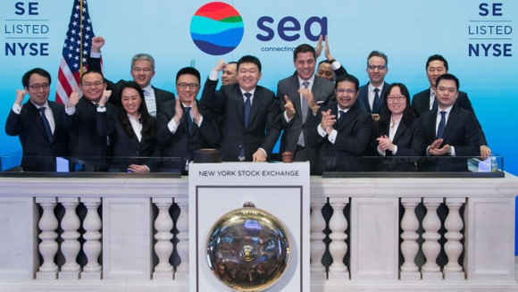 Singapore-based online gaming and e-commerce company Sea was listed on the New York Stock Exchange (NYSE). (Photo/CGTN)