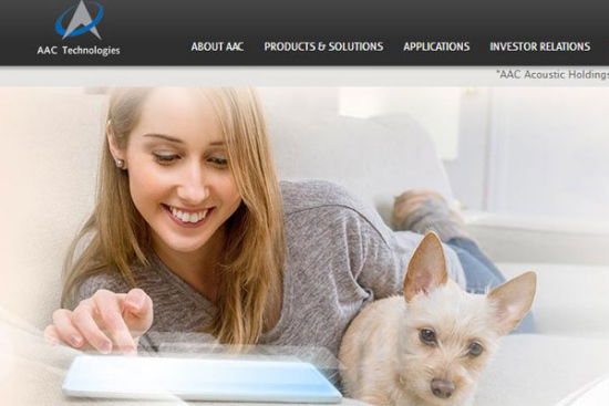 A screen shot of AAC Technologies, founded by Wu Chunyuan, non-executive director of AAC Technologies. (Photo/aactechnologies.com)