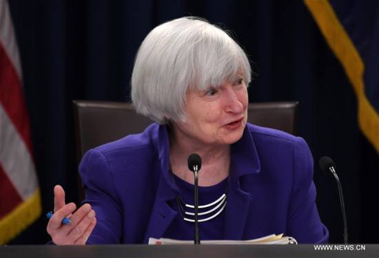 U.S. Federal Reserve Chair Janet Yellen speaks during a news conference in Washington D.C., the United States, on Dec. 13, 2017. The U.S. Federal Reserve on Wednesday raised the benchmark interest rate by 25 basis points, the third such increase in 2017. (Xinhua/Yin Bogu)