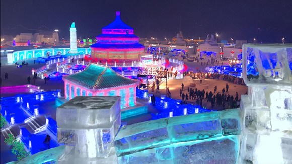 Magnificent ice sculptures at this year's Ice and Snow Festival in Harbin, Northeast China's Heilongjiang Province. (Photo/CGTN)