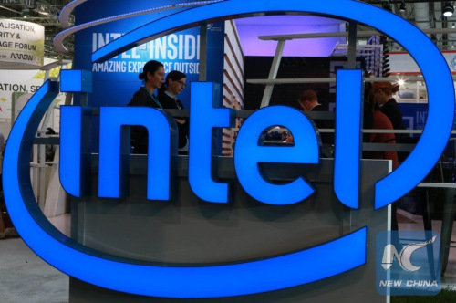 File Photo: An Intel logo is seen at the CeBIT trade fair in Hannover, Germany, March 14, 2016. (Xinhua/Luo Huanhuan)