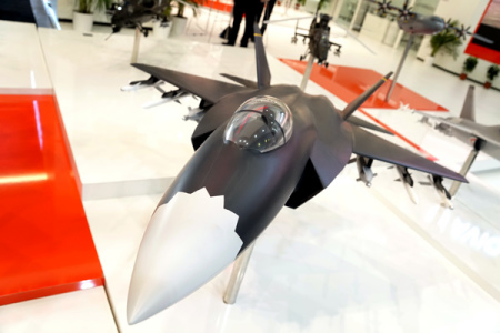 A model of the FC-31 stealth fighter jet. (Photo by Yuanjian/China Daily)