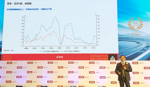 Evergrande Group Chief Economist Ren Zeping made a speech at a forum held in Beijing on Jan. 18, 2018. (Photo by Song Jingli/chinadaily.com.cn)