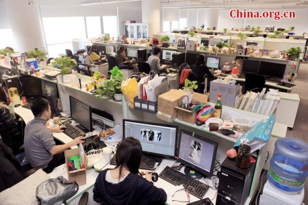 Game developers at Perfect World, a Beijing-based game company (Photo/China.org.cn)