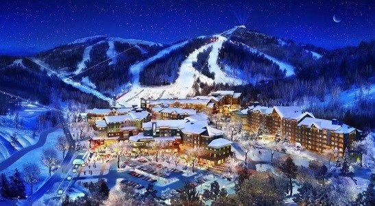A bird's-eye view of Taiwu skiing village. (Photo provided to China Daily)