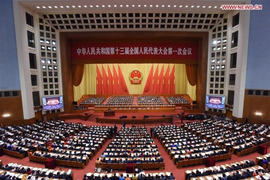 The first session of the 13th National People's Congress opens at the Great Hall of the People in Beijing, capital of China, March 5, 2018. (Xinhua/Rao Aimin)