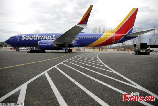 The 737 MAX 8 produced for Southwest Airlines is pictured as Boeing celebrates the 10,000th 737 to come off the production line in Renton, Washington, U.S., March 13, 2018. (Photo/Agencies)