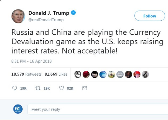 U.S. President Donald Trump's tweet. 