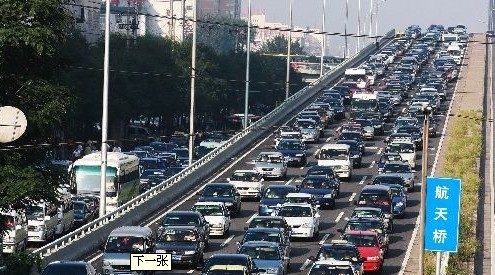 Traffic during peak hours in Beijing