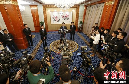 Hong Kong Chief Executive CY Leung met the press in Beijing.