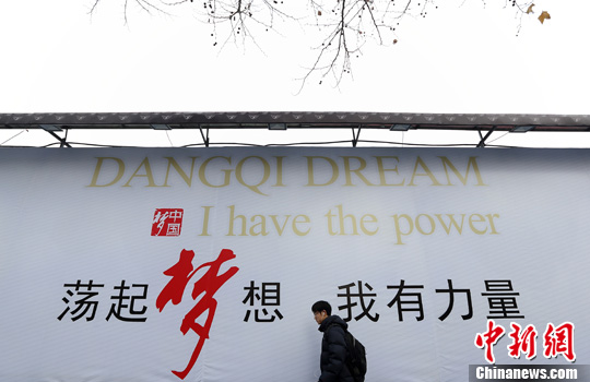 On a billboard in Jiangsu province's Nanjing city,롱 (fly my dreams) was translated into Pinyin as dangqi dream.