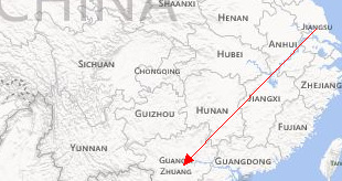 The photo shows Liu finds her home in Southwest China's Guangxi Zhuang Autonomous Region, more than 1,000 kilometers away from where she lives in Jiangsu province.
