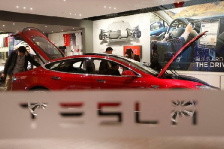 Tesla electric cars up for rent in Shanghai