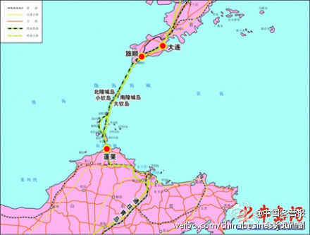 The design sketch of planned underwater high-speed railway in Bohai Strait. (Source: 21st Century Business Herald)