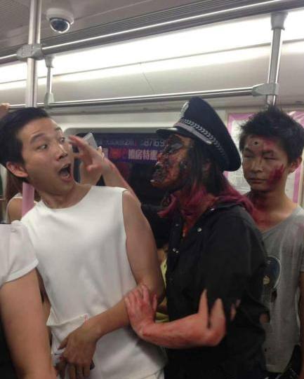 The zombies were makeup school students who staged the spectacle as their graduation project. (Photo: Weibo)