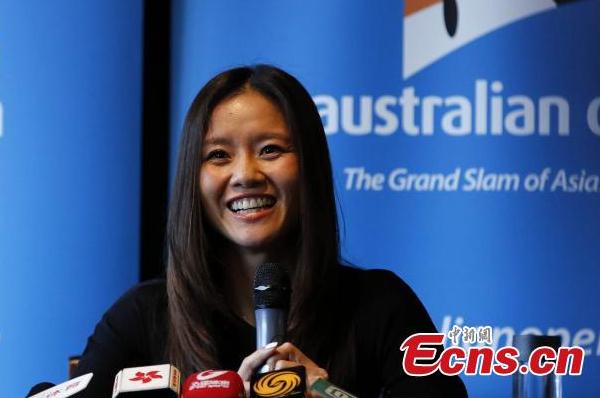 Photo taken on on Oct 9, 2014 shows Li Na attends a promotion activity for 2015 Australian Open in Shanghai. [Photo: China News Service]