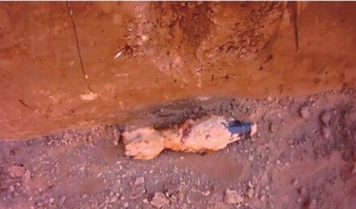 A mortar shell has been found during the excavation of a Han Dynasty tomb in Beijing's southern Daxing district. (Photo: Chinanews.com)