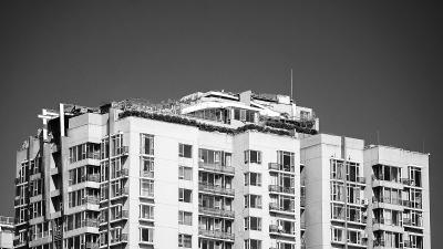 Trees are seen on top of a 26-story building in Renji Shanzhuang, a residential compound in Beijing's Haidian district. (Photo/Chinanews.com)