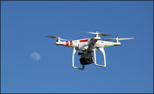A drone with camera flies high in the sky. (File photo)