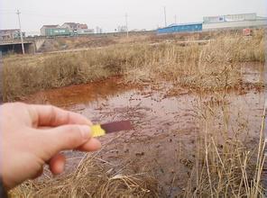 A PH indicator shows the polluted farmland in Zhejiang Province. (File photo)