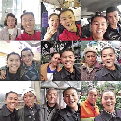 Mei Xiao, from Southwest China's Chongqing, shows photos taken with strangers. (Photo/Chongqing Morning Post)