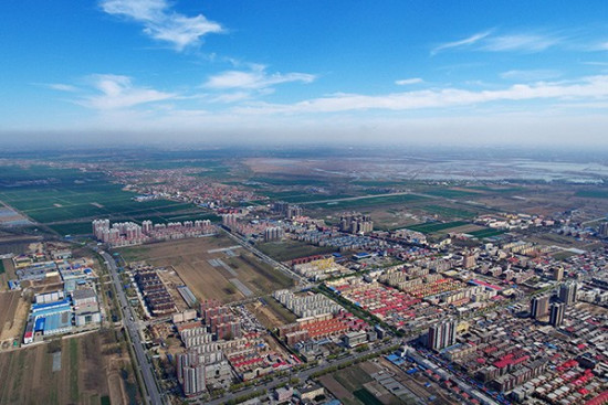 Aerial photo taken on April 1, 2017 shows Anxin county, North China's Hebei province. (Photo/Xinhua)