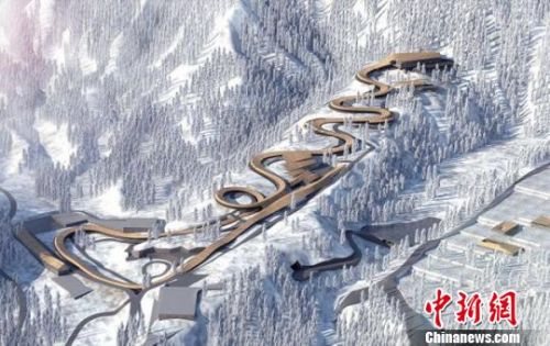 A racing track for the 2022 Winter Olympics is under construction in Yanqing District, Beijing. (Photo provided to China News Service)