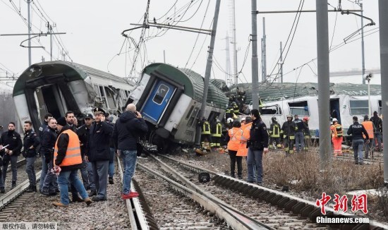 An Italian commuter train derailed Thursday morning near Milan. (Photo/Agencies)