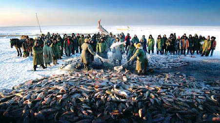 Ice fishing, a traditional event, has become a popular attraction among travelers. Provided to China Daily