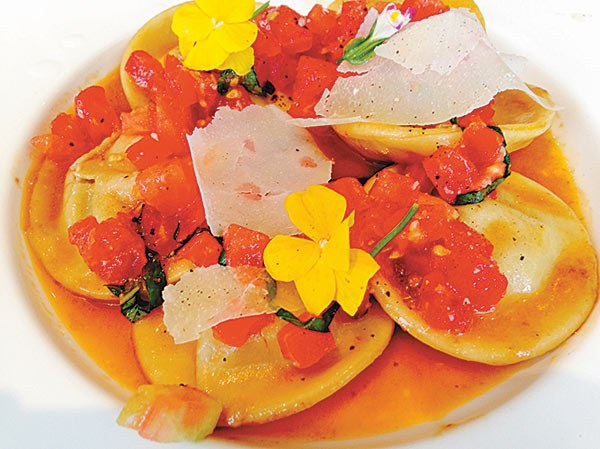 The veal ravioli with butter and sage is cooked very al dente. [Photo provided to China Daily]    