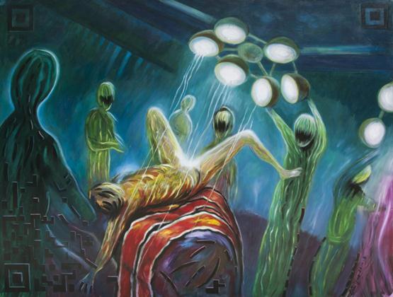 A piece of artwork is on display at the Anwesen exhibition in the National Art Museum of China in Beijing. [Photo provided to chinadaily.com.cn]