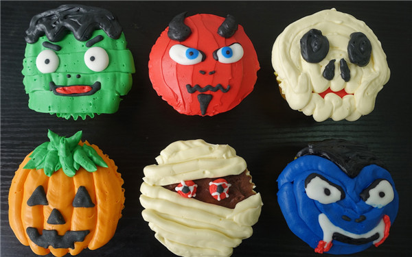 Cupcakes put their scariest faces forward this week at bakeries in Beijing. Photos provided to China Daily  