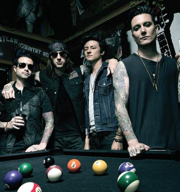 Matthew Charles Sanders (right) and other three members of American heavy metal band Avenged Sevenfold. The band will debut in China later this week. [Photo provided to China Daily]  