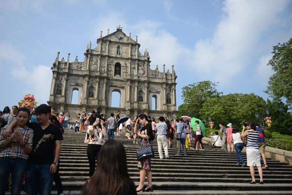 The Ruin of the Church of St. Paul is the grandest relic in Macao. (Photo: Bruno Maestrini/China Daily)