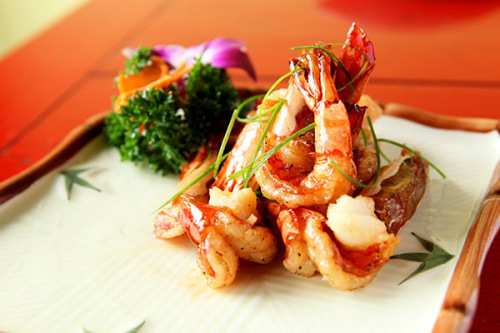 Honey ginger prawns (Photo by Jiang Dong/China Daily)