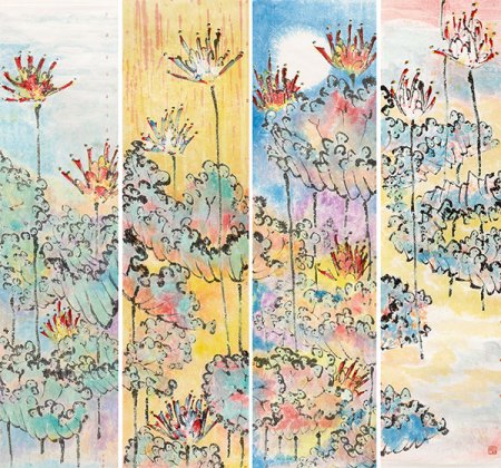 A painting titled Spring, summer, autumn, winter by Shi Dachan. (Photo/China Daily)