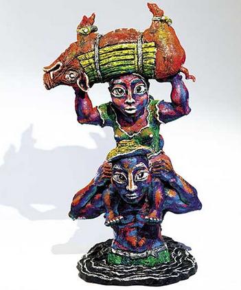 Crossing the River, painted on fiberglass by Luo Zhongli.Photo provided to China Daily