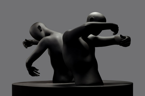 Zou Liang's personal struggle is theme of his new show Zou Liang's sculpture Untitled reveals the lack of communication between people. (Photo for China Daily)