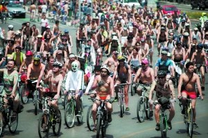 A naked bike ride held in Mexico 