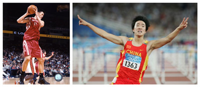 Yao Ming (the left) and Liu Xiang( the right)