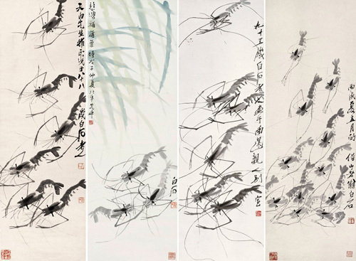 Qi Baishi is good at shrimps. His shrimps are real in appearance.