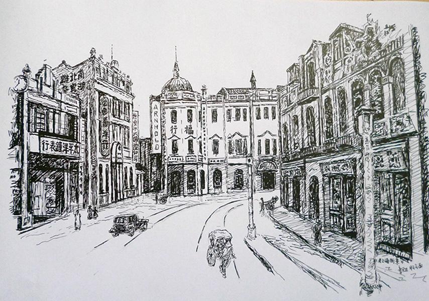 Pen and ink drawings reveal the history of a city(1/4)